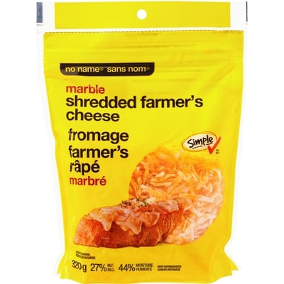 No Name Shredded Farmer's Marble Cheese 320 g, $1.81/100g
