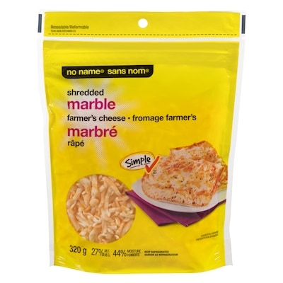 No Name Shredded Farmer's Marble Cheese 320 g, $1.87/100g
