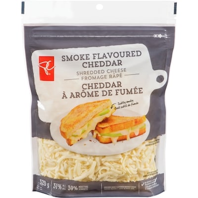 le Choix du Président Fromage cheddar râpé à arôme de fumée 320 g, 2,03 $/100g