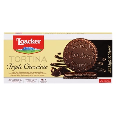 Loacker Crispy Dark Chocolate Specialty With Cocoa Cream Filling Triple Chocolate 63 g, $6.33/100g
