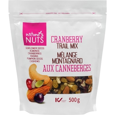 Nature’s Nuts Mélange montagnard aux canneberges 500 g, 2,00 $/100g