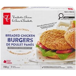 le Choix du Président Burgers de poulet panés épais et croustillants, entièrement cuits 700 g, 0,97 $/100g