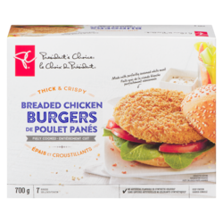 le Choix du Président Burgers de poulet panés épais et croustillants, entièrement cuits 700 g, 0,97 $/100g
