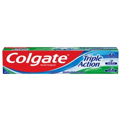 Colgate Triple Action Whitening Toothpaste, Mint Toothpaste 60 ml, $3.82/100ml