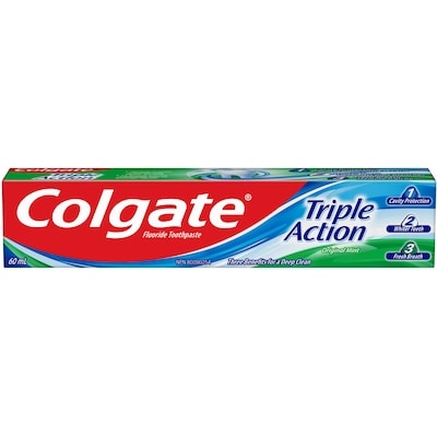 Colgate Triple Action Toothpaste 60 ml, $1.67/100ml