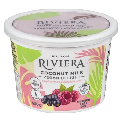 Riviera Coconut Milk Vegan Yogurt - Raspberry Blackcurrant 500 g, $1.40/100g