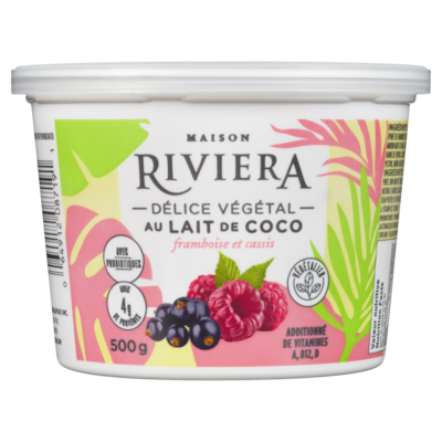 Yogourt végétalien au lait de noix de coco Riviera, cassis et framboise