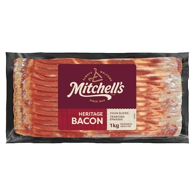 Mitchell’s Gourmet Foods Bacon en tranches épaisses Heritage 1 kg, 1,90 $/100g
