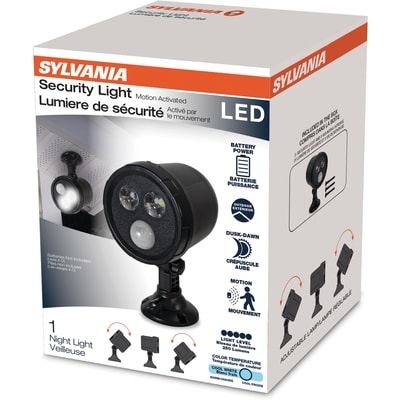 Sylvania Lampe de sécurité à DEL activée par le mouvement avec lampe réglable 1 ea, 26,00 $/1ch