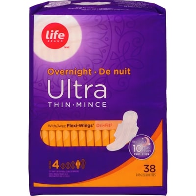Life Serviettes de nuit ultra minces, emballage de 38 38 ea, 0,14 $/1ch