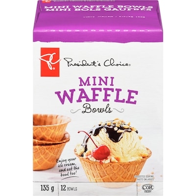 President's Choice Mini Waffle Bowls  1 ea, $4.07/100g