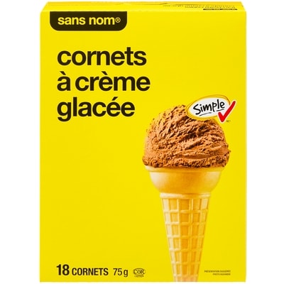 Sans Nom Cornets à crème glacée 75 g, 3,99 $/100g