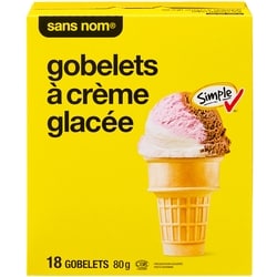 Sans Nom Gobelets à crème glacée 80 g, 2,50 $/100g