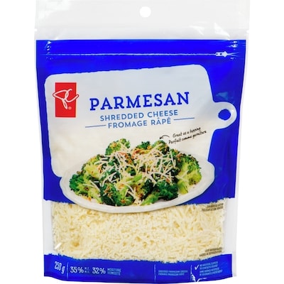 President's Choice Parmesan Shredded Cheese 250 g, $2.40/100g