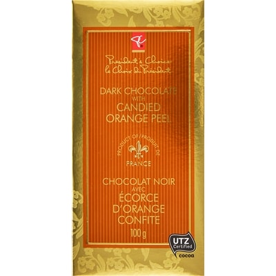 President's Choice Dark Chocolate with Candied Orange Peel 100 g, $2.99/100g