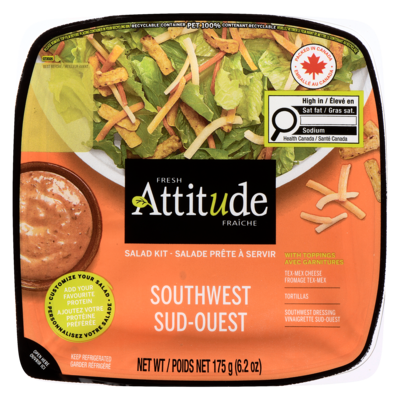 Fresh Attitude Southwest Salad with Toppings Single Sized 0.175 kg, $4.00/100g