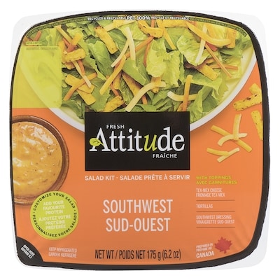 Attitude Fraîche Salade Sud-Ouest avec garnitures format individuel 0.175 kg, 2,86 $/100g