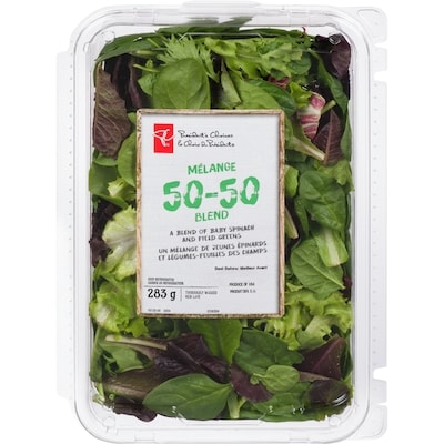 President's Choice 50-50 Blend - A Blend of Baby Spinach and Field Greens 0.283 kg, $2.47/100g