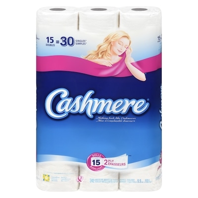 Cashmere Papier hygiénique, 15 rouleaux, deux épaisseurs 15 ea, 0,87 $/1ch