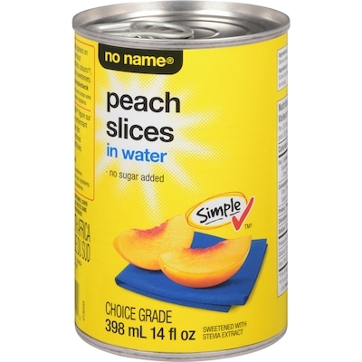 No Name Peach Slices in Water 398 ml, $0.75/100ml