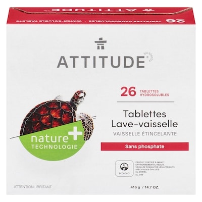Attitude Pastilles pour lave-vaisselle, Sparkling Dishes   416 g, 2,28 $/100g