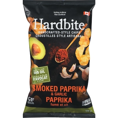 Hardbite Croustilles faites à la main, paprika 128 g, 3,74 $/100g