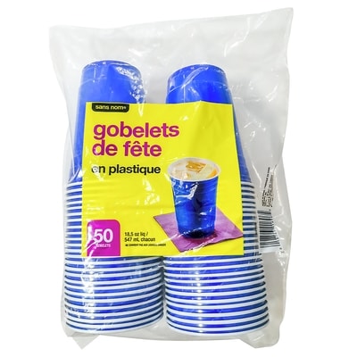 Sans Nom Verres à bière, bleu, 18,5 oz, paq. de 50 1 ea, 0,16 $/1ch