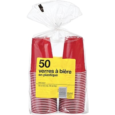 No Name 18.5Oz Red Beer Cups 50Ct. 1 ea, $0.11/1ea