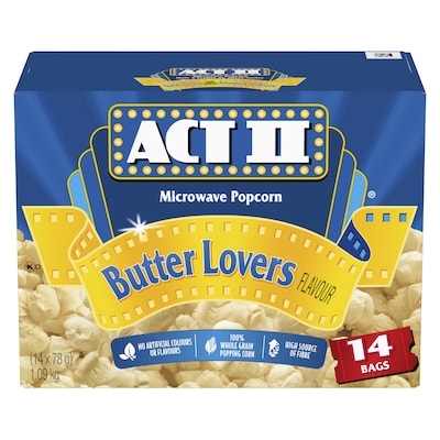 Act II Microwave Popcorn! Butter Lovers Flavour (14-78 G Bags) 1092 g, $0.96/100g