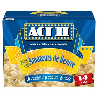 Act II Maïs à éclater au micro-ondes! Saveur pour Amateurs de Beurre 1092 g, 0,92 $/100g