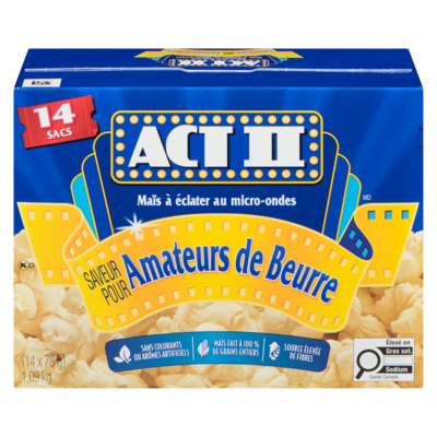 Act II Maïs à éclater au micro-ondes ACT II Saveur Butter Lovers (14 sacs de 78 g) 1092 g, 0,96 $/100g