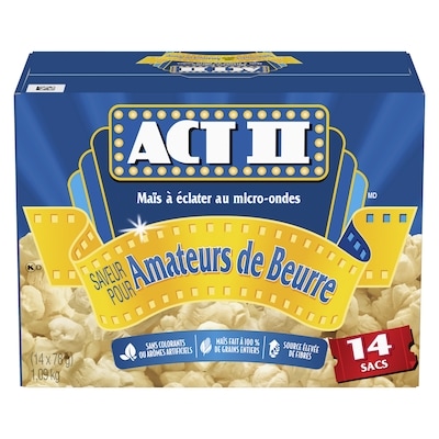 Act II Maïs à éclater au micro-ondes ACT II Saveur Butter Lovers (14 sacs de 78 g) 1092 g, 0,96 $/100g
