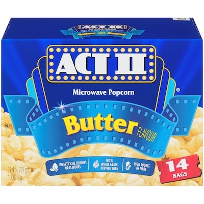 Act II Microwave Popcorn! Butter Flavour, 14 packs 1092 g, $0.92/100g