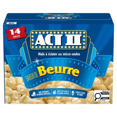 Act II Maïs à éclater au micro-ondes! Saveur de Beurre 1092 g, 0,92 $/100g