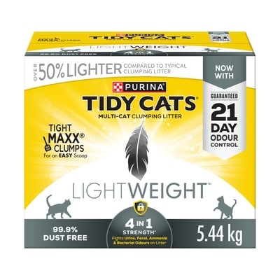 Purina Tidy Cats LightWeight Cat Litter 4-in-1 Strength Multi-Cat 5.44 kg, $0.40/100g