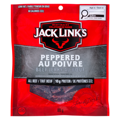Jack Link’s Collations de Jerky au bœuf, poivre 80 g, 9,99 $/100g
