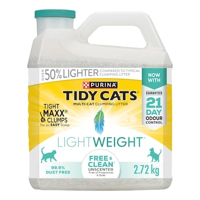 Purina Tidy Cats LightWeight Cat Litter Free & Clean Unscented Multi-Cat 2.72 kg, $0.51/100g