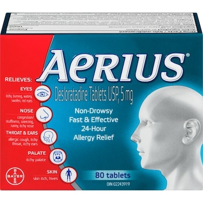 Aerius Allergy Medicine, Fast Relief, 24-Hour, Non-Drowsy 80 ea, $0.75/1ea