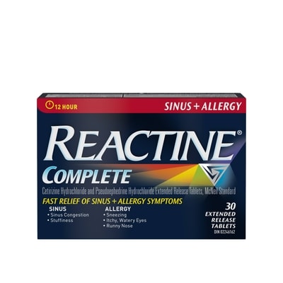 Reactine Complete Sinus + Allergy Medicine Extended Release Tablets 30 ea, $0.87/1ea