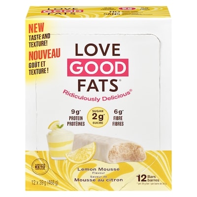 LoveGoodFats Lemon Mousse Snack Bar, 12-Pack 12x39.0 g, $6.41/100g