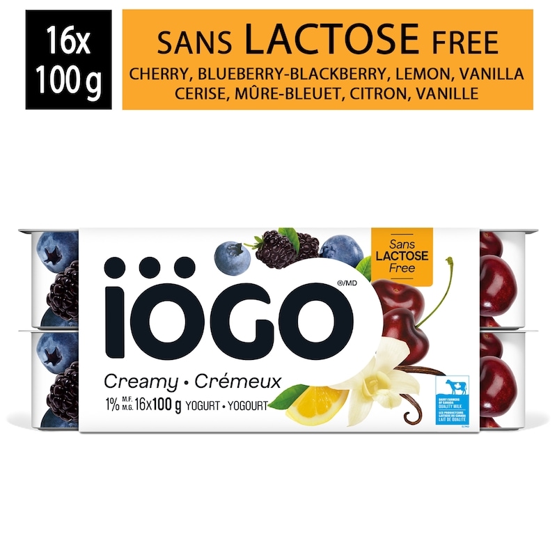 IOGO Cherry Lemon Blackberry-Blueberry Vanilla Lactose-Free Yogurt