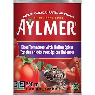 Aylmer Tomates en dés avec épices italiennes 796 ml, 0,38 $/100ml