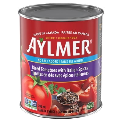 Aylmer Diced Tomatoes with Italian Spces, No Salt 796 ml, $0.36/100ml