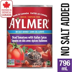 Aylmer Diced Tomatoes with Italian Spices, No Salt Added 796 ml, $0.21/100ml