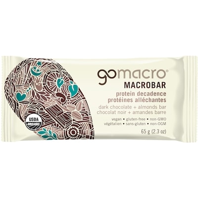 Go Macro Barre GoMacro Macrobar, chocolat noir et amandes 12x65.0 g, 5,77 $/100g