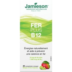Jamieson Fer Plus Vitamine B12 45 ea, 0,57 $/1ch