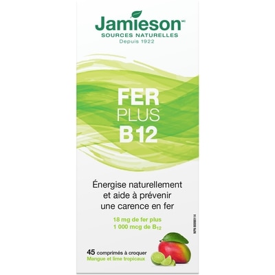 Jamieson Fer Plus Vitamine B12 45 ea, 0,29 $/1ch
