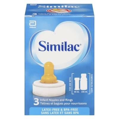 Similac Infant Nipples and Rings 3 ea, $1.66/1ea