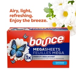 Bounce WrinkleGuard Mega Dryer Sheets, 40 Count, Wrinkle Release