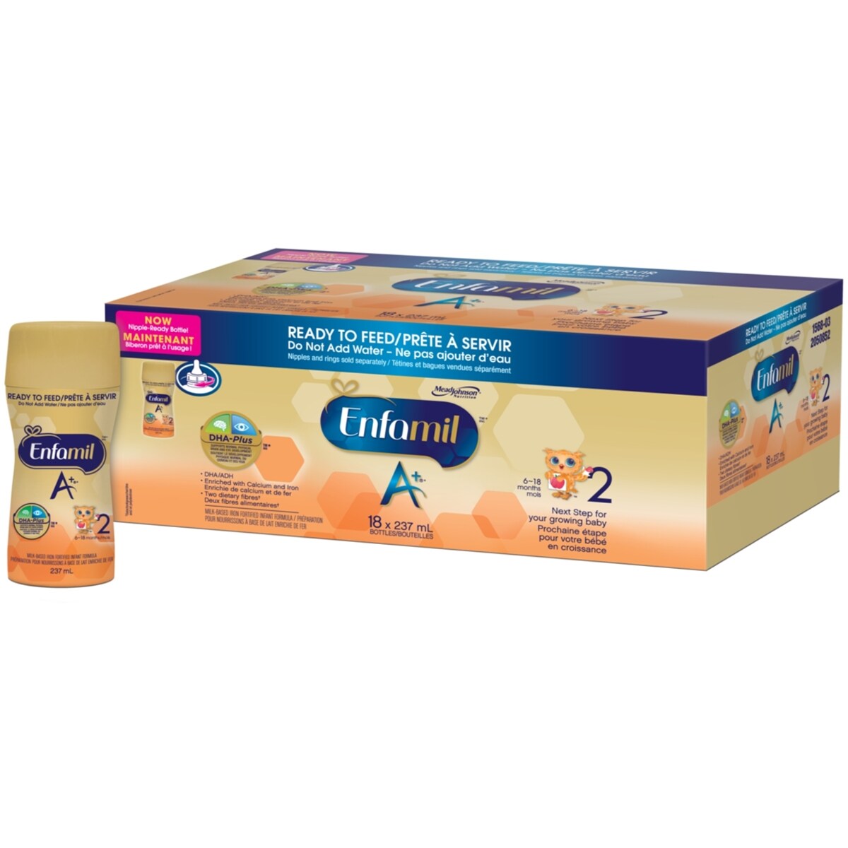 Enfamil A+2 Ready to Feed Baby Formula Bottles, 18 x 237mL 4266 ml, $1.59/100ml